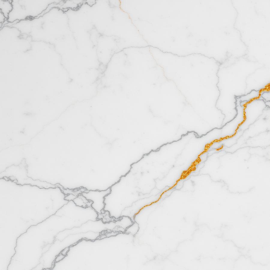 Luxury white marble slab with dramatic grey and gold veining